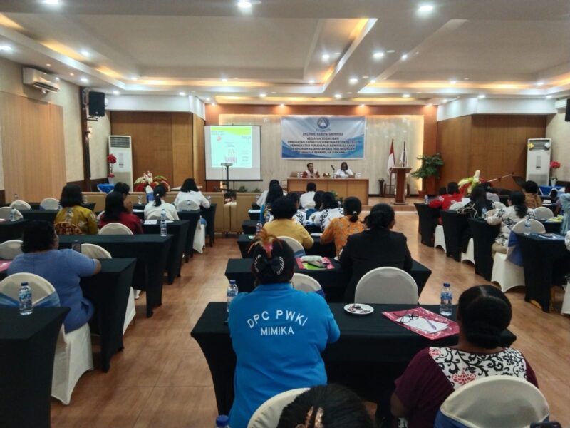 SOSIALISASI-Suasana sosialisasi tentang kekerasan terhadap Perempuan dan anak, dengan narasumber dari P2TP2A Mimika, di Hotel Grand Tembaga, Jumat (4/10/2024).
(FOTO: Humas PWKI Mimika)